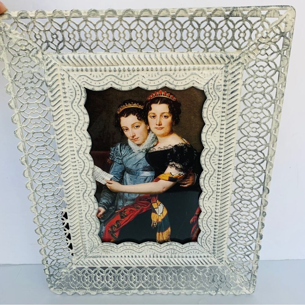 Vintage Zénaïde & Charlotte Bonaparte Metal Lattice Framed